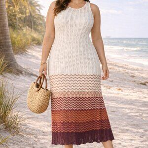 Lane Bryant Plus 26/28 KnitDress NWT Chevron Stripe Ombre‎ Maxi